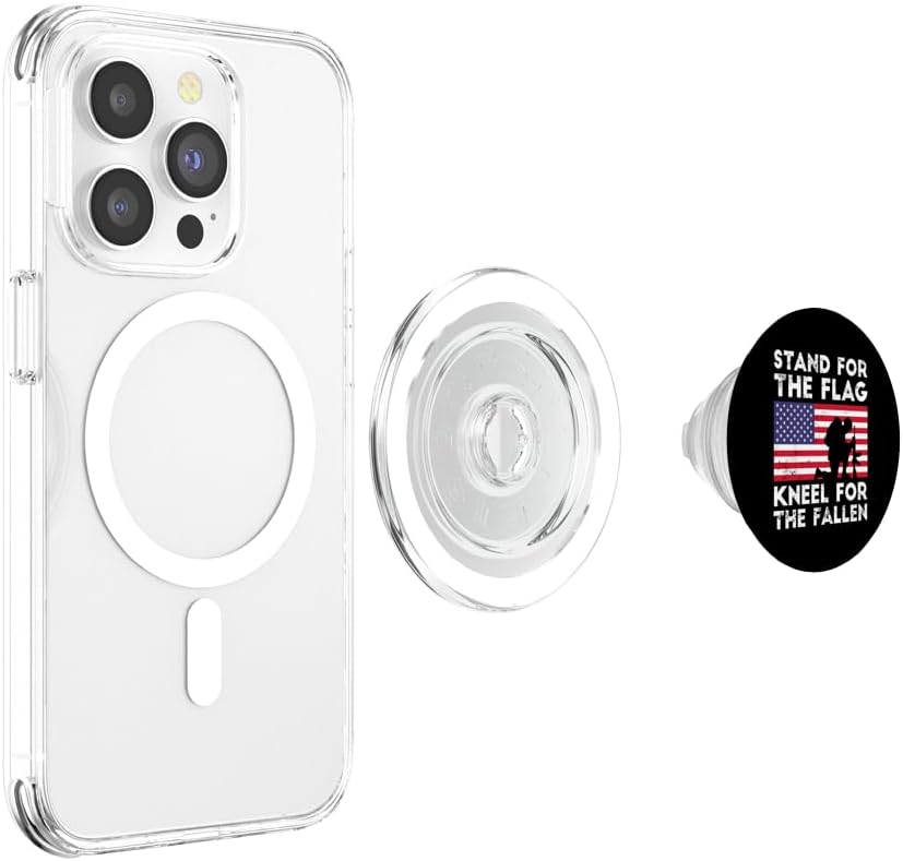 Patriotic Military Veterans Stand For Flag Kneel For Fallen PopSockets PopGrip for MagSafe