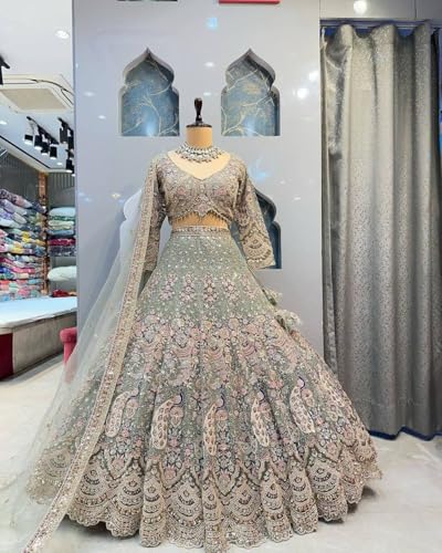 Image of Lehenga choli For Womens and Girls Soft Butterfly Net Lehenga Choli with Coding Sequins Work Dupatta | Semi Stitched Designer Ethnic Set