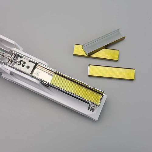 Miniatura 3 de 4000 grapas de oro amarillo, juego de grapas estándar 266, grapas de colores de 14 de pulgada de longitud para suministros de oficina en casa, 1000