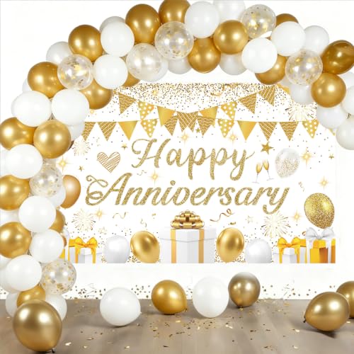 Anniversary Decorations Anniversary Banner with Balloon Arch Kit Men Women