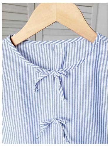 SHENHE Girl's Tie Front Bow Striped Tank Top Sleeveless Ruffle Hem Peplum Shirt Cute Summer Top3
