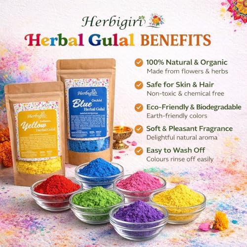 Image of Rangotsav Herbal Purple Gulaal | Organic, Skin-Safe & Non-Toxic Dry बैंगनी रंग Gulal Powder | Eco-Friendly Easy-Wash Holi Abeer Colors with Natural Fragrance for Kids & Adults| Holi Ke Rang, Rangoli 100gm