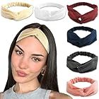 STGDAK 6 faixas de cabelo femininas com nó cruzado, faixas de cabelo de algodão, antiderrapante, faixa de cabelo lisa, turbante elástico, turbante de ioga, treino, faixa de cabelo fofa bandana para