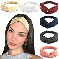STGDAK 6 faixas de cabelo femininas com nó cruzado, faixas de cabelo de algodão, antiderrapante, faixa de cabelo lisa, turbante elástico, turbante de ioga, treino, faixa de cabelo fofa bandana para
