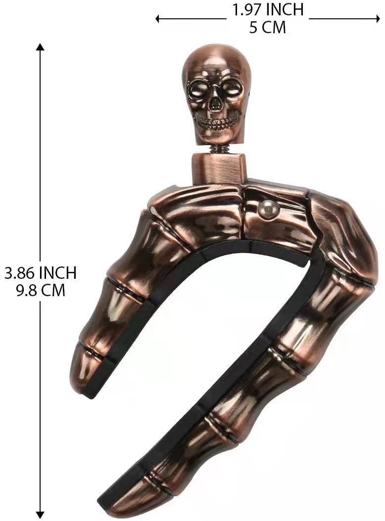 Geva - Pomo de calavera para guitarra acústica y eléctrica, universal, 4, 5, 6, 12 cuerdas, instrumentos, cejillas, bajo, ukelele, mandolina, banjo... (bronce)