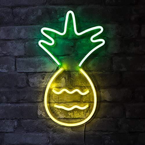 Isaac Jacobs 17” x 10” inch LED Neon ‘Yellow & Green Pineapple’ Wall
