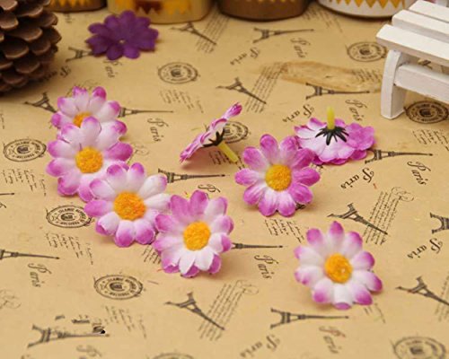 MXXGMYJ 100Pcs Artificial Flowers Wholesale Fake Flowers Heads Gerbera Daisy Silk Flower Heads Sunflowers Sun Flower Heads for Wedding Party Flowers Decorations Home D¨¦cor Purple
