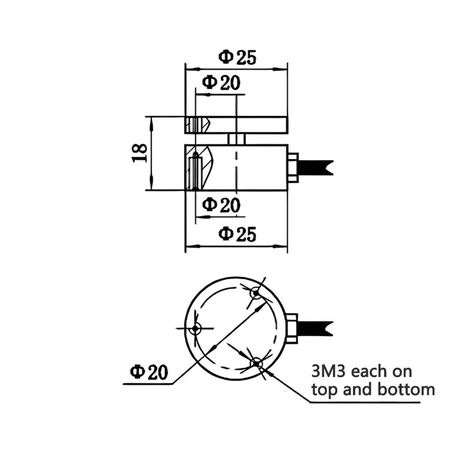 Mini transductor de fuerza de tensión y compresión, célula de carga en línea de 25mm, 20KG-10T IP65, for medición de fuerza de impacto Aplicaciones múltiples(200KG)