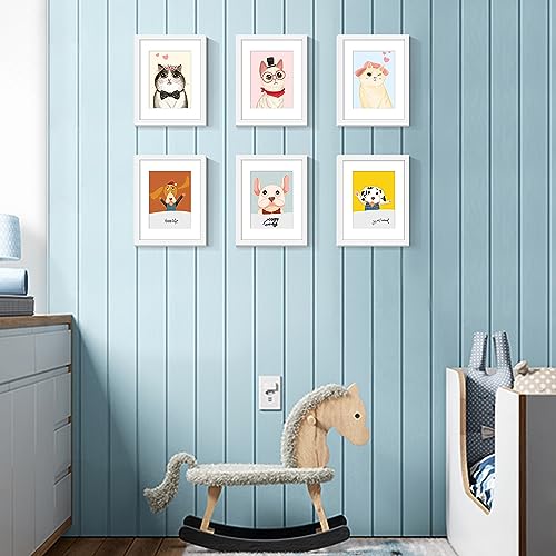 Image of upsimples 8.5x11 Picture Frame Set of 5, Display Pictures 6x8 with Mat or 8.5 by 11 Without, Wall Gallery Photo Frames, White
