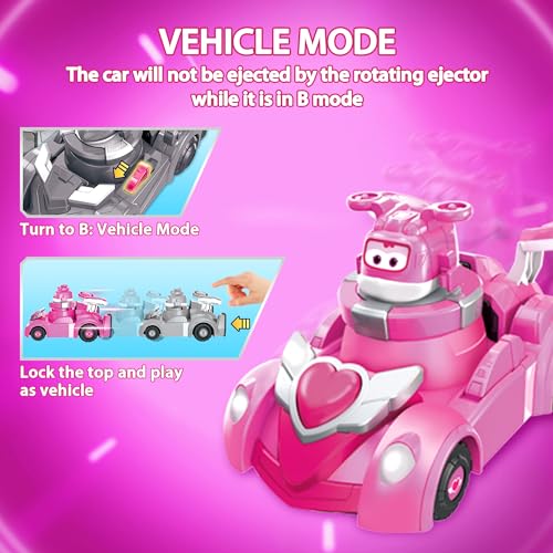 Super Wings Spinning Dizzy & Fahrzeug, 2-in-1 Spinning oder Fahrzeug-Modus Drücken Sie die Taste Pop Out Battle Spielzeug für 3 4 5 6 7 8 Jahre alt Kinder Geschenk