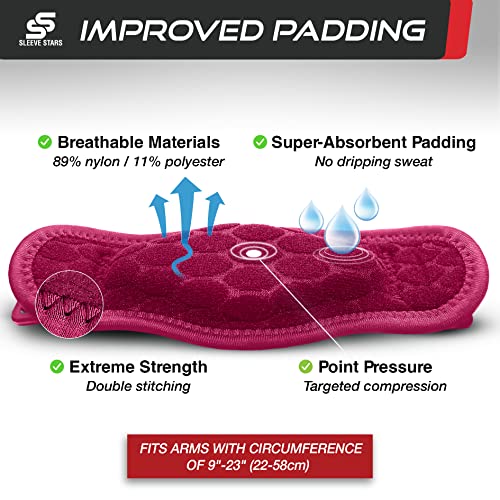 Sleeve Stars Tennis Elbow Brace For Women & Men, Tennis Elbow Strap Tendonitis Arm Band, Counterforce Brace & Elbow Band For Tendon Pain Relief W/ 3 Forearm Support Straps, Fits 9-23" (Single/Hot Pink) #TOP5