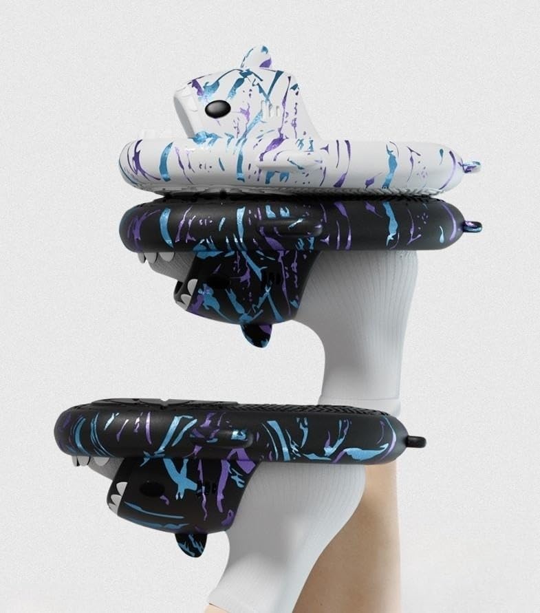 Cyberpunk Cute Cartoon Shark Cloud Slippers for Men & Women,Quick Drying and Fashionable&Comfy Shark Slippers ,Summer Open Toe Slide Sandals Anti-Slip Beach Pool Shower Shoes with Cushioned Thick Sole3