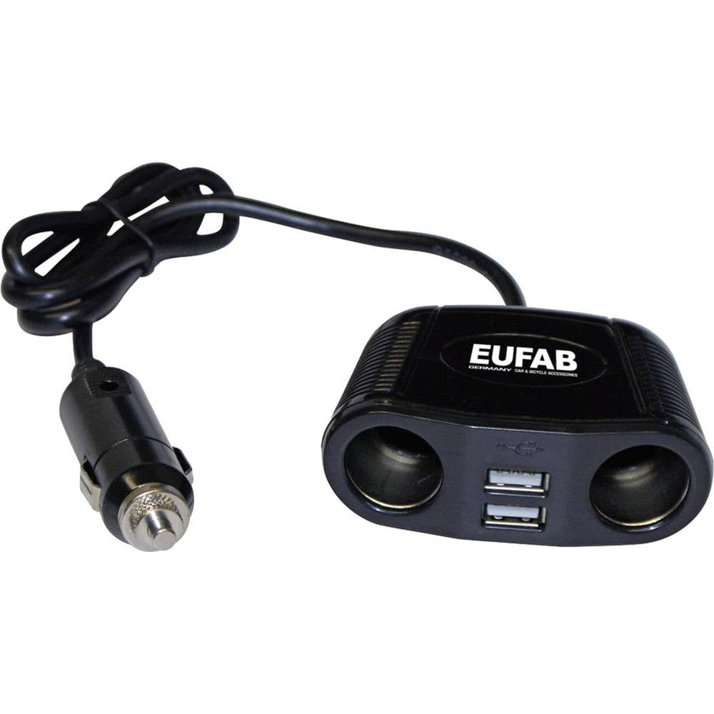 Eufab 16549 podwójne gniazdko 12 V z kablem i złączem USB