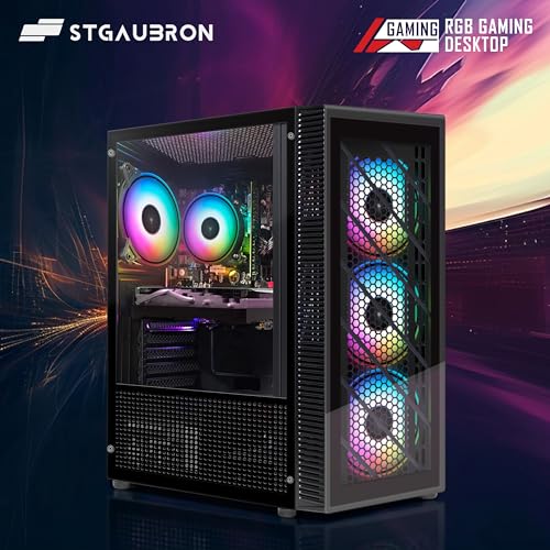 Image of STGAubron Gaming PC Computer Desktop, Radeon RX 5500 XT 8G GDDR6, Intel Core i5-9400F up to 4.1GHz, 16G DDR4, 512G SSD, 600M WiFi, BT 5.0, RGB Fan x4, Windows 11 Home
