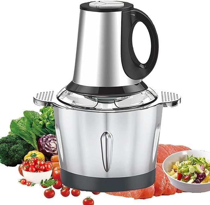 Chopper Grinder Meat grinder 3.8L Heavy duty 600-watt Mincer Multifunctional 3 speed levels & 4 stainless steel sharp blades for herbs Fruits Nuts & meat 3L.