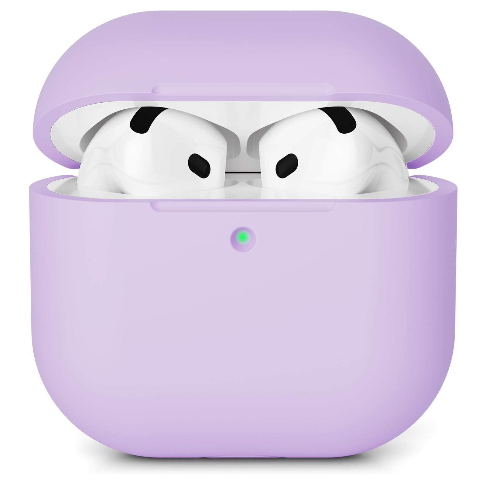 Case Compatible with AirPods 4 Case Cover 2024, Shockproof Drop Protection Scratch Resistant Soft Silicone Case Cover for AirPods 4th Generation, Front LED Visible, Lavender