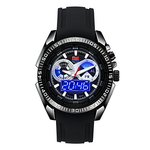 Military Watch TVG Men's Outdoor Sports Watch, Large dial, Night-Light Watch, Double Transparent Silicone Tape, Waterproof Watch