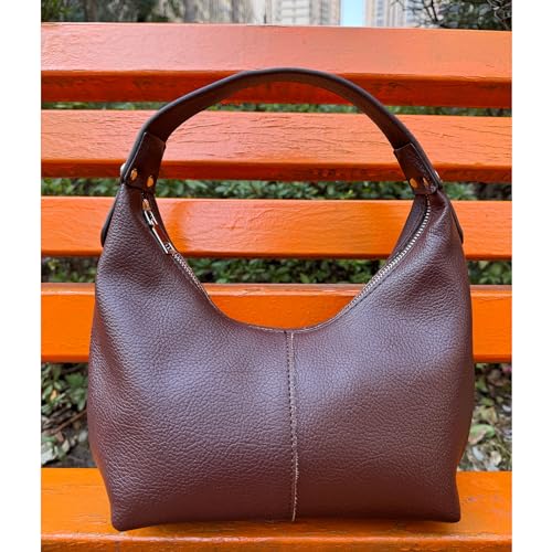 Image of Hobo Women's PU Leather Shoulder Tote Clutch Crescent Slouchy Bag with Zipper Closure and Top Handle