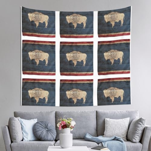 Grande tapisserie imprimée drapeau Wyoming 152x130 pour mur