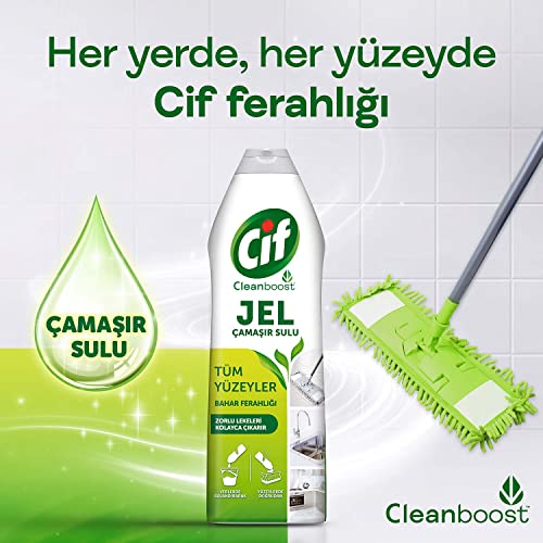 Cif Jel Yüzey Temizleyici Cleanboost Tüm Yüzeyler için Leke Çıkarıcı Çamaşır Sulu Bahar Ferahlığı 750 ml