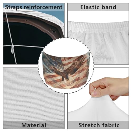 Image of Car Hood Cover Protector Breathable Elastic Fabrics All-Season Protection American Flag and Eagle Auto Hood Decoration and Protection for Most Sedans Small SUV Truck