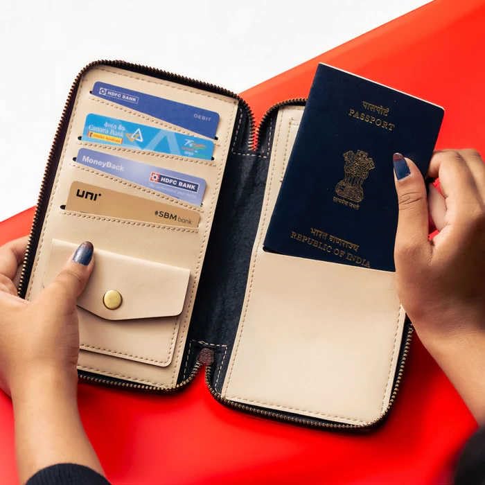 Image of Personalized Leather Passport Holder | Custom Travel Wallet with Zipper, Name & Charm | Durable Genuine Leather Organizer for Travel Documents & Cards (Purple)