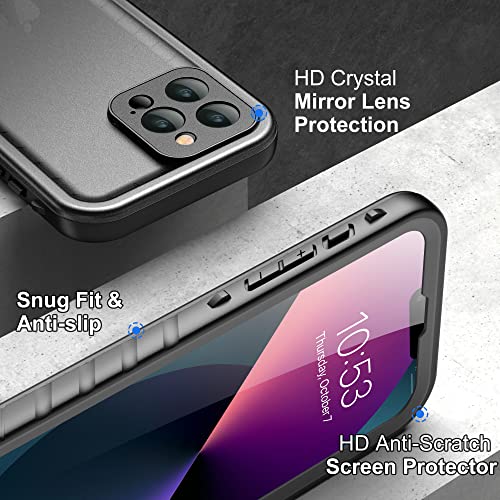 Sportlink Design For Iphone 13 Pro Max Waterproof Case - Shockproof Dustproof Phone Case With Screen Protector For Iphone 13 Pro Max, Full Body Protective Case For Iphone 13 Pro Max Cover 6.7'' Black #TOP4