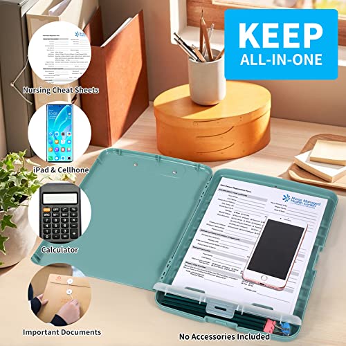 Yeahviy Clipboard With Storage, Clip Boards 8.5X11 With Storage, Large Capacity Nursing Clipboards With Pen Holder, Heavy Duty Plastic Storage Clipboard Folder With Low Profile Clip, Side-Opening #TOP4