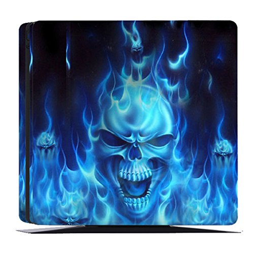 Ps4 Slim Skins - Decals For Ps4 Controller Playstation 4 Slim - Stickers Cover For Ps4 Slim Controller Sony Playstation Four Slim Accessories With Dualshock 4 Two Controllers Skin - Blue Fire #TOP4