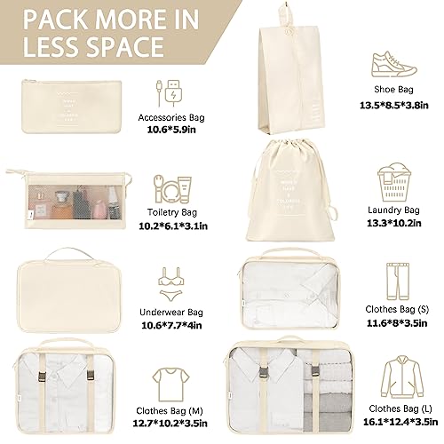 KPX 8 Set Packing Cubes for Travel, Luggage Packing Organizers Accessories Large Toiletries Bag for Clothes Shoes Cosmetics - Image 3