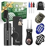 BAPOTH 5-in-1 Golf Accessories for Men,5 oz Non-Leaking Stretchable Golf Club Cleaner, 23.6 * 15.7 in Golf Towel,3 Patterns Golf Ball Marker Set,Golf Divot Tool with Magnetic Marker,with Gift Box