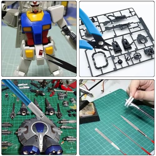 Image of Serplex 21Pcs Gundam Model Tools Kit with Box Multi-purpose DIY Hand Craft Tools with Screwdriver, Tweezers, Diamond File, Engraving Cutter, Scissors, Stainless Steel Ruler, Polishing File, More