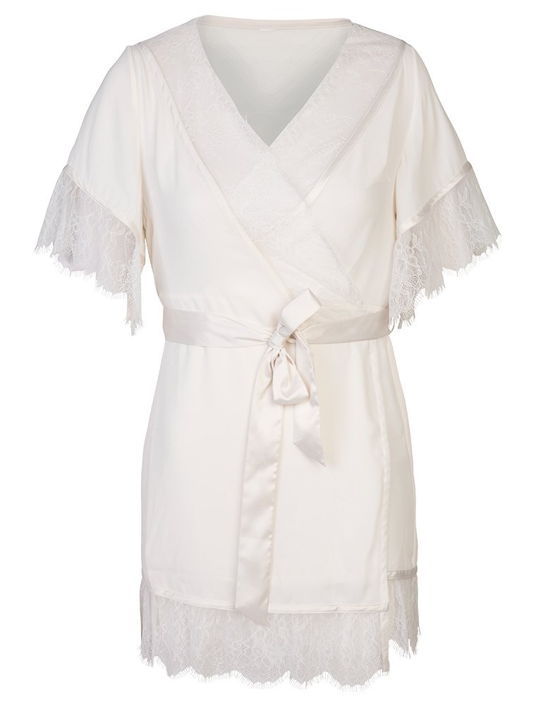 Sapph"Carole Chiffon Kimono - Off White - Small/Medium or Large/X Large (L/XL)