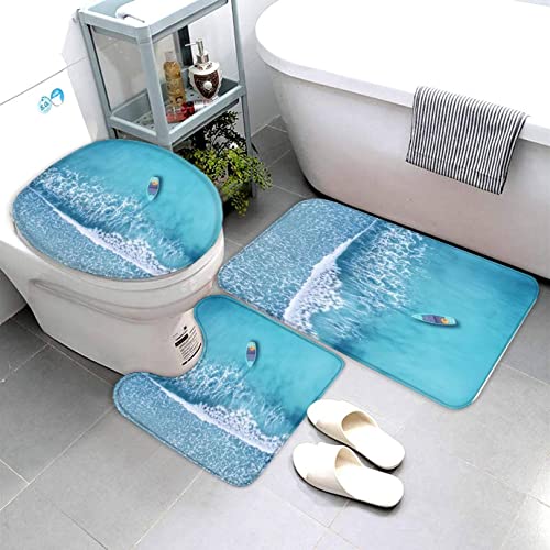 Badematten Set 3D 40x60 Küstenstrand absorbierend 3-teiliges Badezimmerteppich-Set maschinenwaschbare weich badteppich… – Bild 5