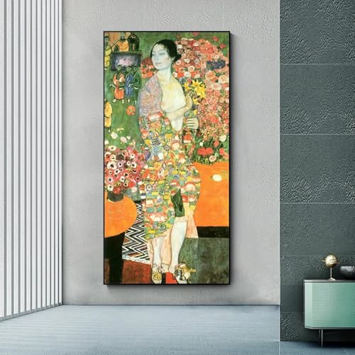 Affiches et impressions Gustav Klimt La Danseuse, peinture sur toile 30x60