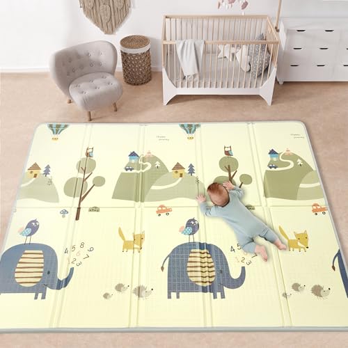 Image of Baby Play Mat, 59x79 Baby Play Mats for Floor, Waterproof Non-Slip Baby Crawling Mat, Foldable Foam Playmat for Babies and Toddlers