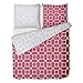 Produktbild LINKHOFF Biber Bettwäsche 135x200 2teilig - Wendebettwäsche Beere Rot Silber - 100% Baumwolle - Geometrisches Muster Hexagon - 135x200 + 80x80cm