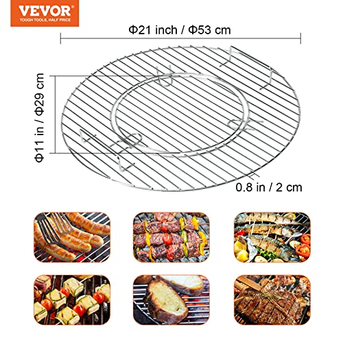 Vevor 21 Inch Kettle Grill Grate For 22 Inch Kettle Grill, Round Replacement Charcoal Grates, Kettle Charcoal Grill Replacement Parts For Outdoor Cooking, Barbecue Camping, Picnic, Backyard, Silver #TOP6
