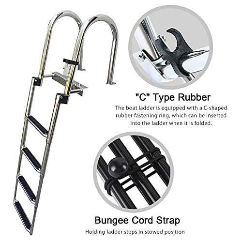 Escalera plegable para piscina y bote 4 pasos acero inoxidable miniatura 4