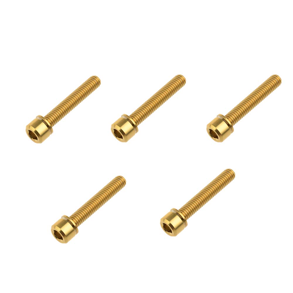 Titanium Bolts M6x16 18 20 25 35mm Square Head Allen Screws with Ti Washer for Bicycle Parts Pack of 5 (M6x35mm, Gold)