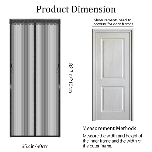 Image of Magnetic Screen Door Mesh - Anti- Dust&Keep Bugs Out, No Need for Punching, Self Sealing Mosquito Resistant Stripe Silence Door Curtain with Easy Install Accessories,Physical Protection(Black)