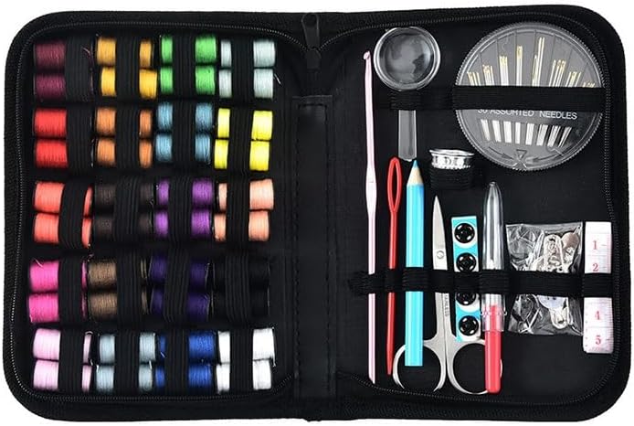 Colorful Cotton Thread Fabric Sewing Kit Travel Box Set Portable Tools
