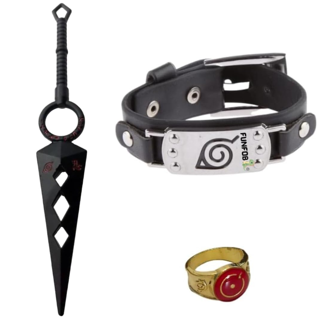 Funfob Anime Bracelet Ring Pack Of 3 Items Black Colour For Anime Fans Collectible For Unisex Adult | Naruuu Cos 3 No Edge (B0CKF6ZB7S) Amazon Price History, Amazon Price Tracker
