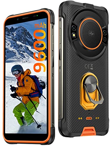 Ulefone Power Armor 16 Pro Outdoor Smartphone Ohne Vertrag, Android 12 Handy 9600mAh 122dB Lautsprecher 4GB/128GB Erweiterbar 16MP 5,93" IP68 Stoßfestes 4G Dual SIM Face ID Fingerabdruck NFC - Orange Cover