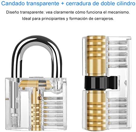 Diyife Lock Pick Set, [26 Pieces] [Updated Version] Premium Practice Lock Picking Tools with 2 Transparent Training Padlock for Lockpicking,Guide for Beginner and Locksmith Training(Blue)