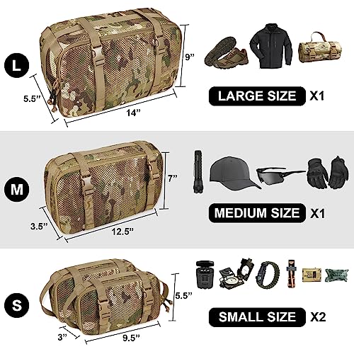 4 Set Tactical Packing Cubes ，Compressible Mesh Duffle Storage Bag,Portable Edc Molle Pouch Organizer.4