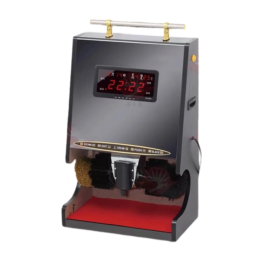 Pulidora Eléctrica De Calzado con Cepillos Dobles, Pulidora De Calzado Inteligente con Sensor, Kit De Limpieza Y Pulido De Calzado con Pantalla LED,Negro