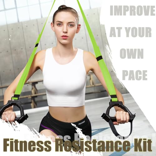 Image of Bodyweight Resistance Training Straps, Home Gym Fitness Trainer kit | Multi-Color Selection, Full-Body Workout with Main Exercise Straps, Door Anchor,Extension Strap, Carrying Bag, Fitness Guide