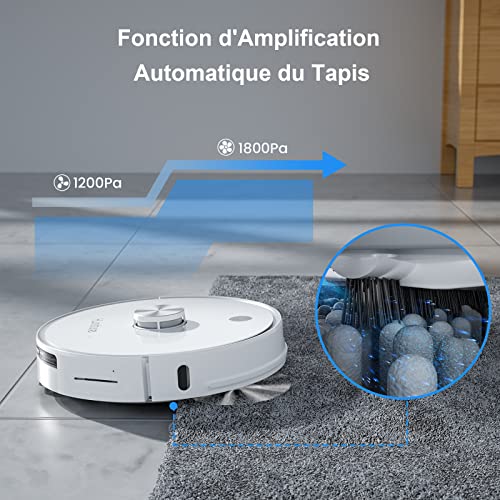 Robot Aspirateur Laveur avec Station de Vidange Automatique, HONITURE Q6 Pro Aspirateur Robot Laser 3000pa, WiFi/APP/Alexa Contrôle, Cartographie 5-étages, Idéal pour Poils d'animaux, Tapis, Sols - Image 6