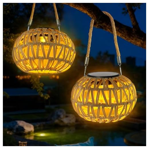 Solarlampen Für Außen Hängend/Stehend, 2 Stück Solarlaterne Für Außen, IP65 Solar Lampions Außen Wetterfest, Solar Laternen Für Draußen, Rattan Solarleuchten Garten Balkon Patio, Solarlaterne Outdoor